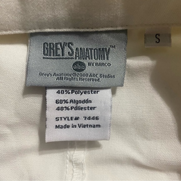 Greys Anatomy White Button Up Pocket Scrub Jacket Coat - Picture 4 of 5